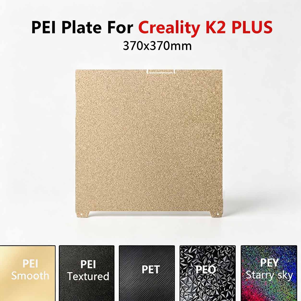 Aluminium Profile 2020 - 370x370mm Siyah Buzlu PEI Baskı Plakası,