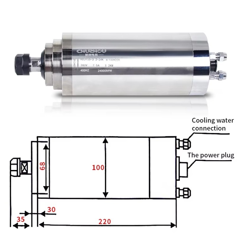 3Kw Su Soğutmalı İş Mili 4 Rul - Water Cooled Spindle incelemesi ve fiyatı